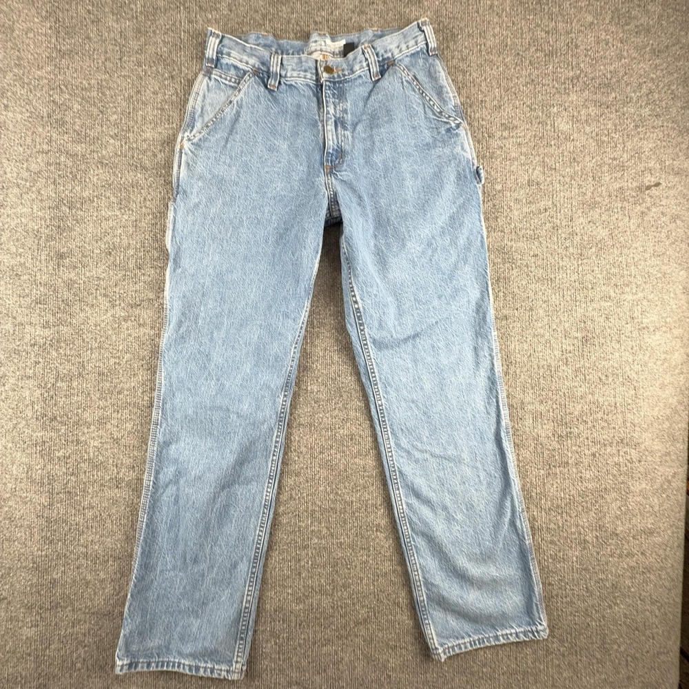 Carhartt BD4941-M Jeans Mens 33x30 Light Wash Relaxed Carpenter Denim Pants